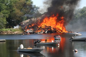 Boat shop fire
