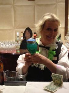 Barb decides to try a Blue Hawaiian. 