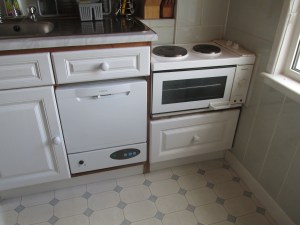 My tiny kitchen (that's the oven, not the microwave!)