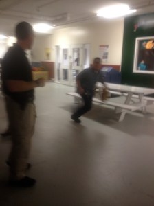 The bad guy runs away.