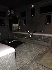 Inside of the SWAT vehicle.