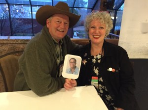 Next Dru Ann spots guest of honor Craig Johnson talking with Julie Hennrikus.