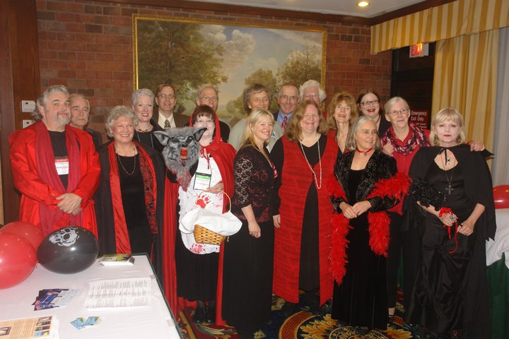 The Level Best authors at the Vampire Ball, Crime Bake 2010. Can you find Julie, Edith, Sheila, and Barb?