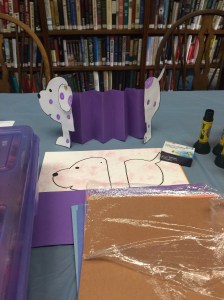 The craft table while kids waited their turns to read.