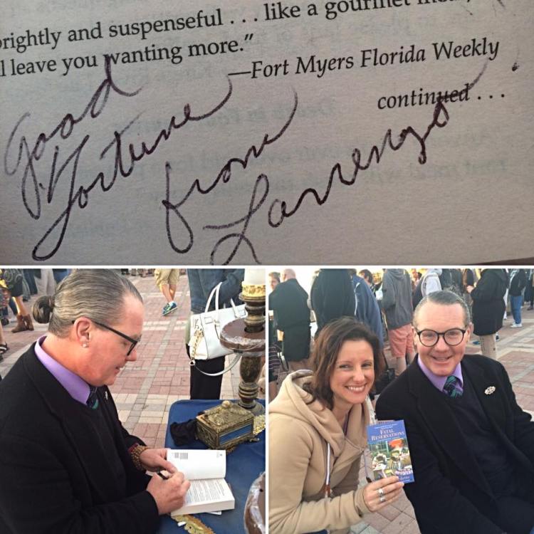 Autograph from the "real" Lorenzo from Lucy Burdette's Key West Food Critic Mysteries